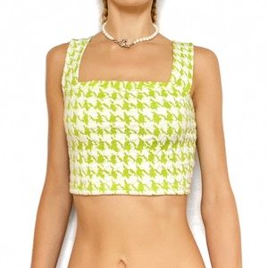 Green houndstooth tank